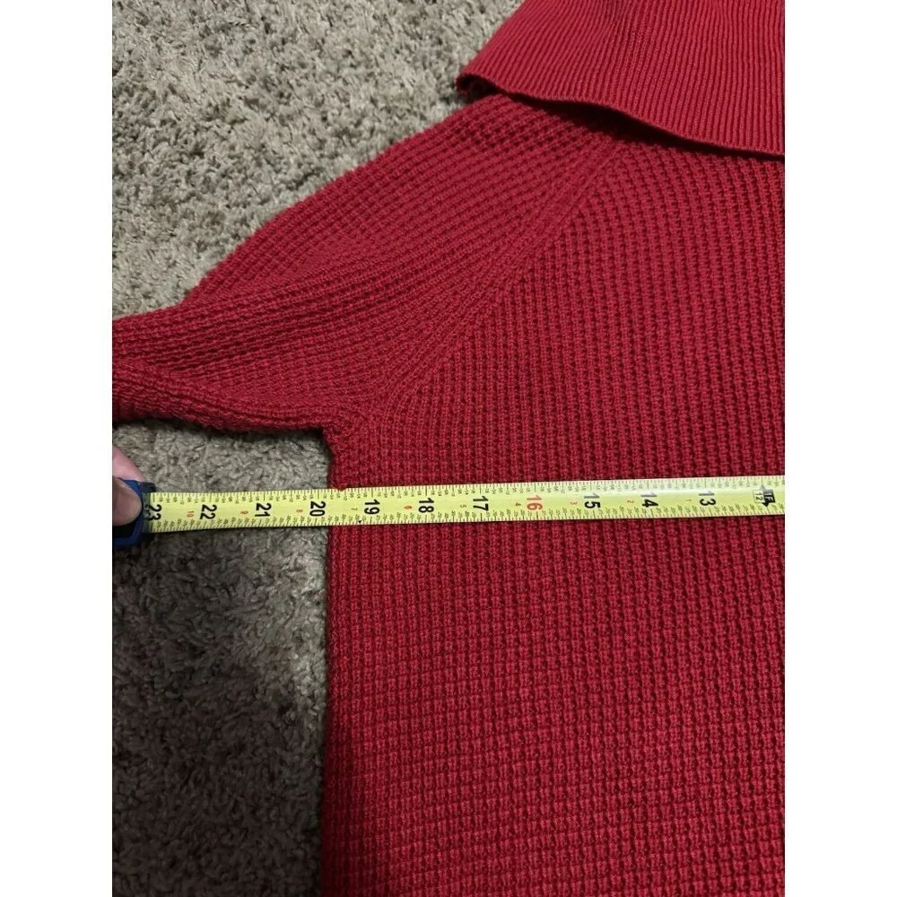 MICHAEL KORS Red Cowl Neck Knit Sweater Cotton Holiday Casual Basic Capsule S
